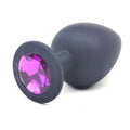 Black Silicone Anal Plug Large w Purple Diamond Daytona Discreet Intimate Essentials.