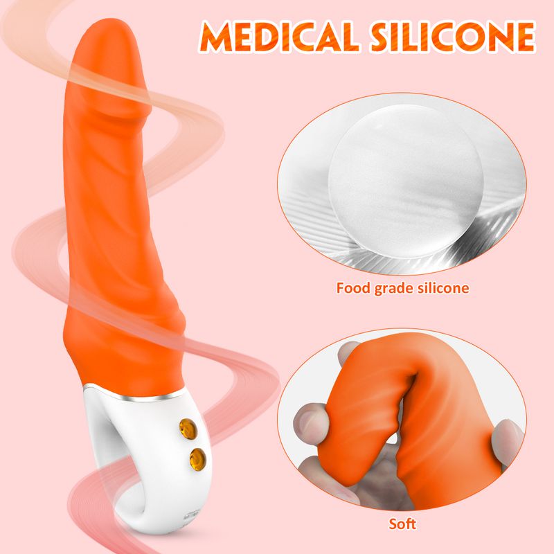 Tornado G-Spot Orange, a G-Spot vibrator with multiple modes, made of medical silicone and features soft touch.