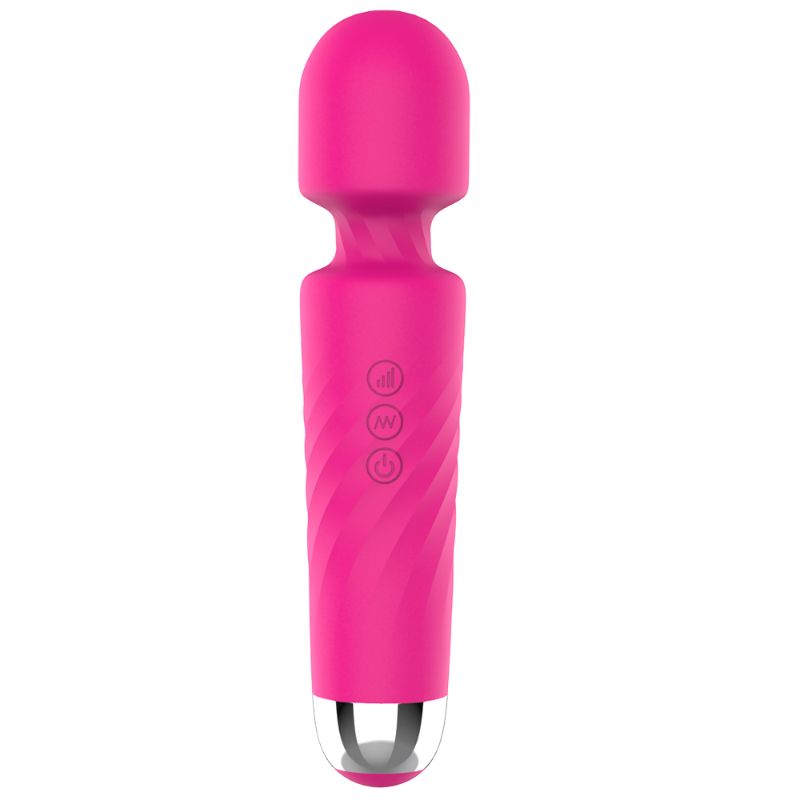 Hero 2 Wand Pink, a pink silicone massage wand, features flexible neck and USB rechargeable design.