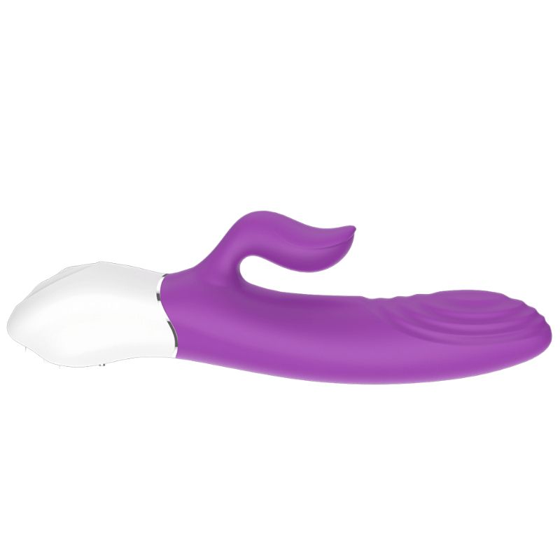 Lighter Thrusting Rabbit Vibrator Purple with dual motors, 9 vibration speeds, and USB charging.