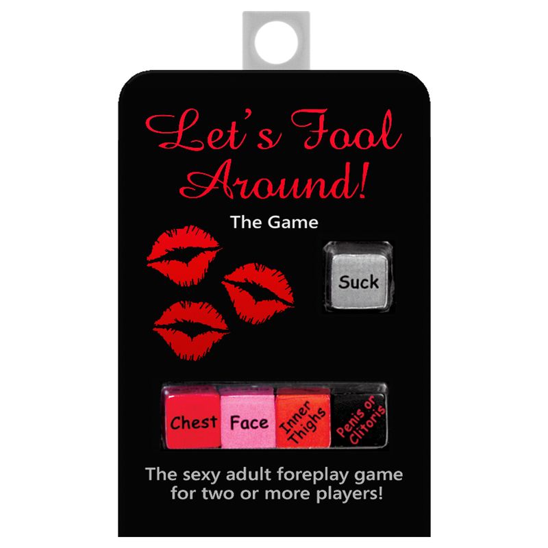 Let's Fool Around Dice Game packaging featuring dice for a romantic dice game for couples.