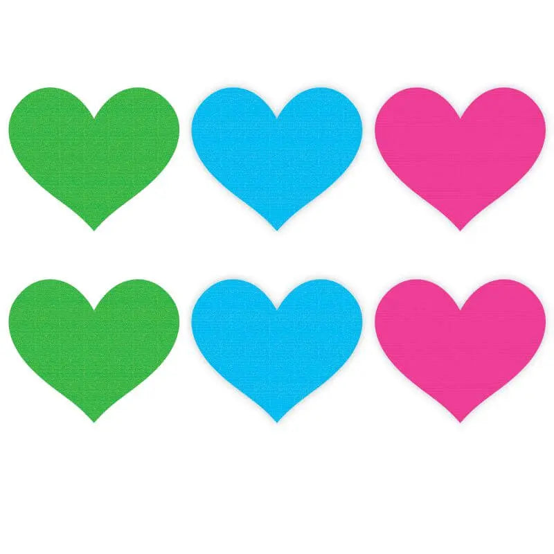 Neon Heart Pasties 3 Pk Green/Blue/Pink Peekaboo Pasties Discreet Intimate Essentials.