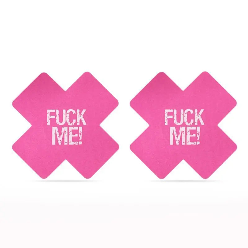FUCK ME Cross Pattern Nipple Pasties Twin Pk Lovetoy Discreet Intimate Essentials.