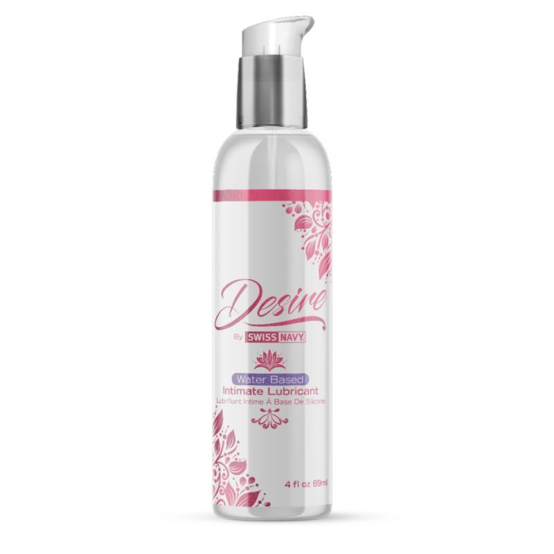 Desire Water Based Intimate Lubricant 4oz/118ml bottle for enhancing personal moments and reducing friction.