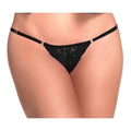 Lace Keyhole Pantie Black featuring adjustable sides and intricate lace design, perfect intimate essential for her.