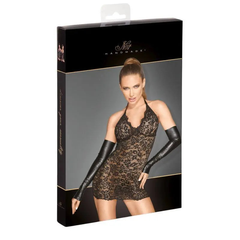 Lace Dress w Deep Neckline Noir Discreet Intimate Essentials.