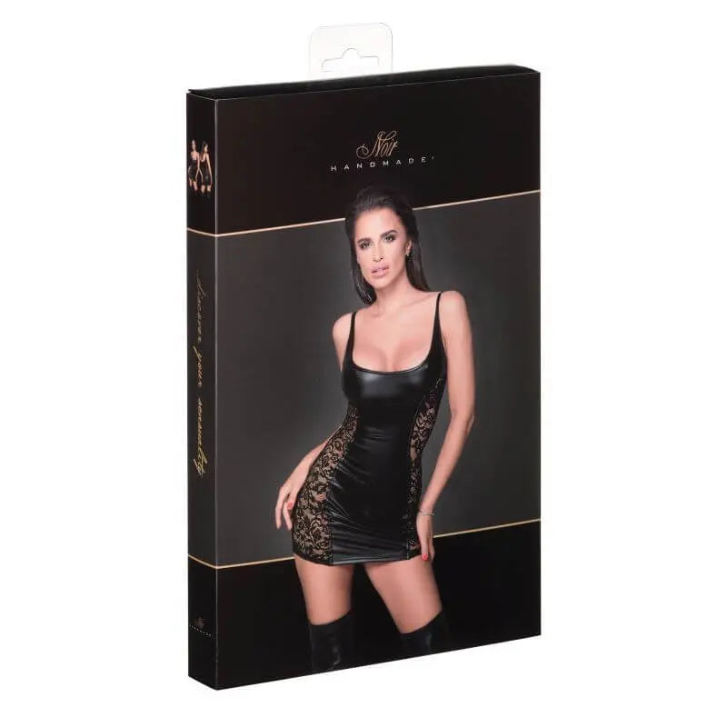 Power Wetlook Dress w Lace Inserts Noir Discreet Intimate Essentials.