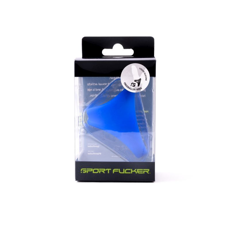 Blue freeballer ring in packaging, designed for enhanced comfort and performance.