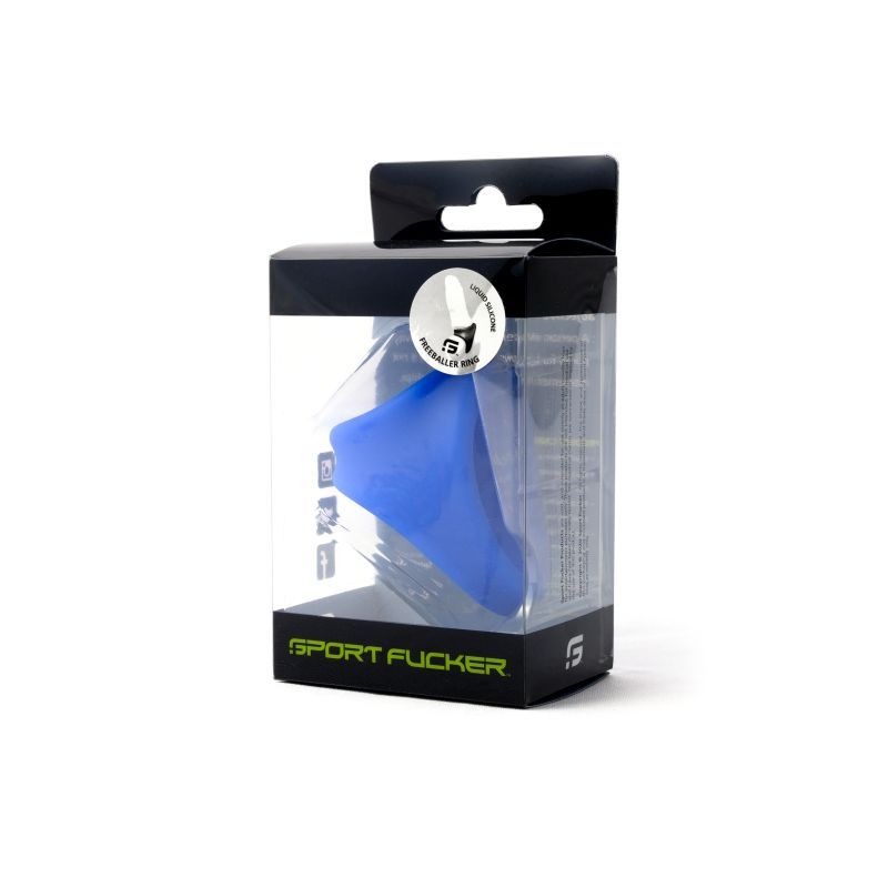 Product packaging for the blue freeballer ring, showcasing the blue freeballer ring inside.