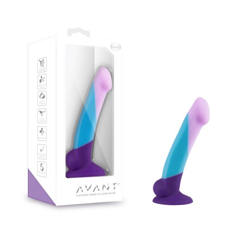 Avant D16 Purple Haze silicone dildo in packaging, crafted from body safe materials for pleasure and comfort.