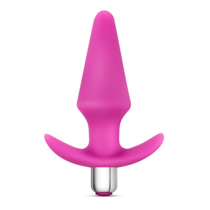 vibrating anal plug with removable bullet in pink silicone design, featuring a bullet for versatile play.