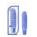 Luxe Cozi Mini Periwinkle in packaging, a mini silicone vibrator made of body-safe silicone with 10 vibrating functions.