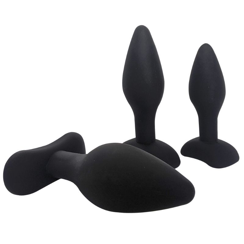 Anal Training Kit 3 Pc featuring smooth silicone plugs for anal training and exploration.