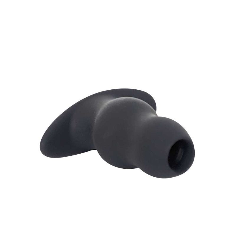 XXL silicone anal plug in sleek black design, featuring a wavy shape for advanced anal play.