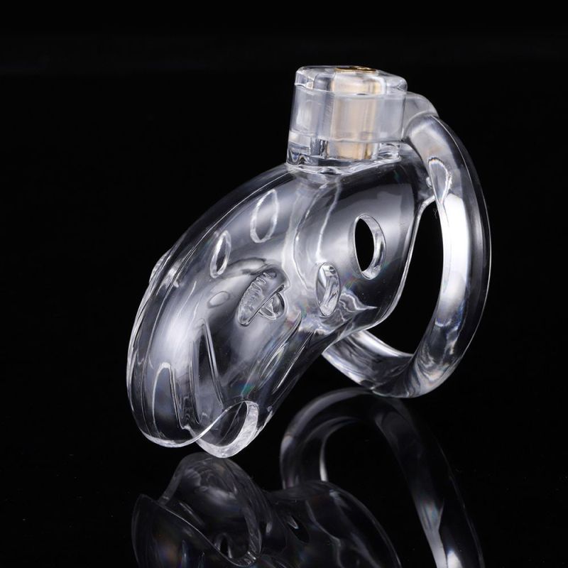 Brutus Shark Chastity Cage Clear, a custom adjustable chastity cage designed for comfort and long wear.