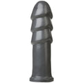 B-10 Warhead 10 inch anal dildo in gun metal with triple rippled head for heightened stimulation.