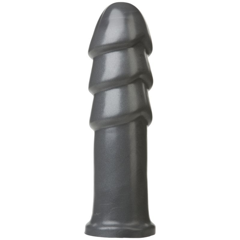 B-10 Warhead 10 inch anal dildo in gun metal with triple rippled head for heightened stimulation.