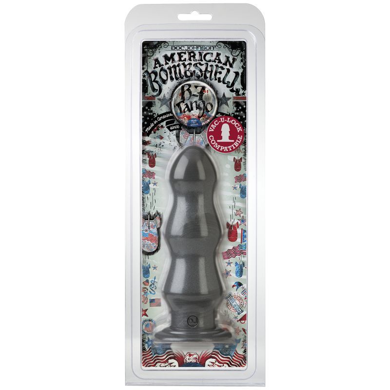 B7 Tango anal dildo in gun metal packaging featuring a triple ripple design and Vac U Lock compatibility.