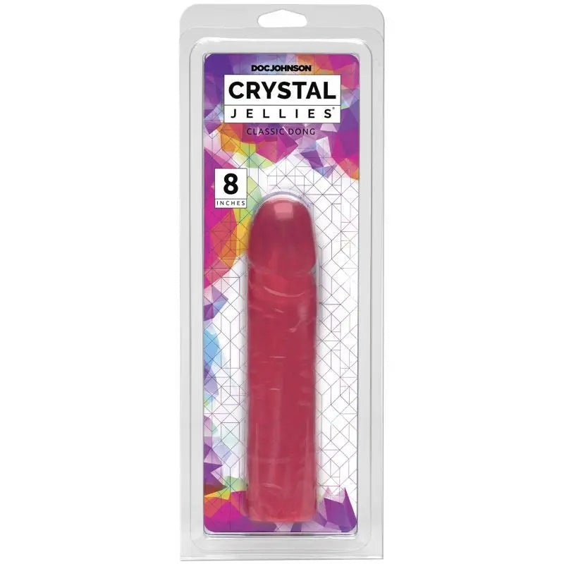 8 in Classic Dong Pink Crystal Jellies Discreet Intimate Essentials.