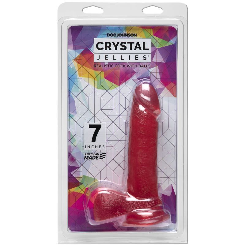 7 inch realistic dildo with suction cup in packaging, showcasing its lifelike design and details.