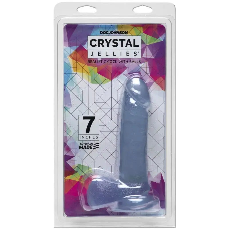 7 in Realistic Cock With Balls Clear Crystal Jellies Discreet Intimate Essentials.