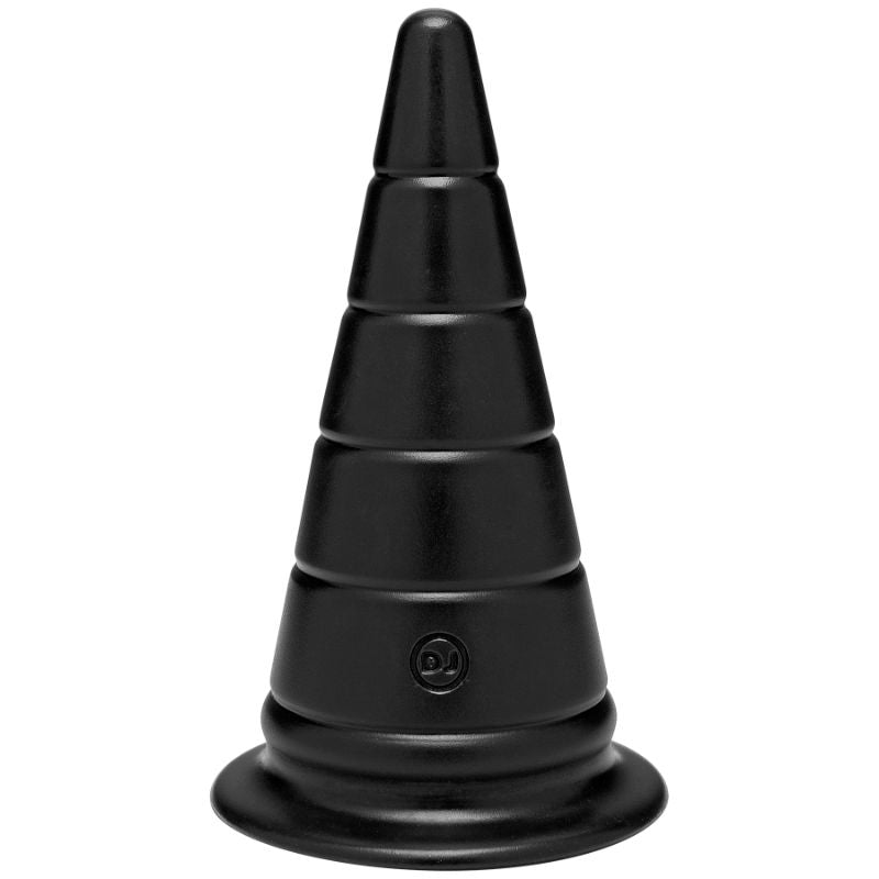 Anal Stretcher 6in Expansion Plug Black with a cone shape for customized play and ribbed texture for pleasure.