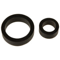 Silicone cock rings double pack featuring a large 2 inch and small 1.4 inch black silicone ring.