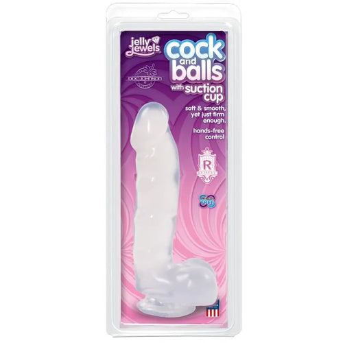 Cock And Balls With Suction Cup Diamond Clear Jelly Jewels Discreet Intimate Essentials.
