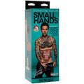 Small Hands Vac-U-Lock cock packaging showcasing tattooed actor and product features.