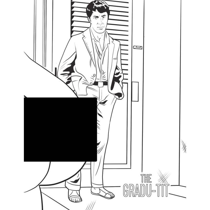 Illustration from the Boobs Boobs Boobs Colouring Book featuring a humorous character and playful design.