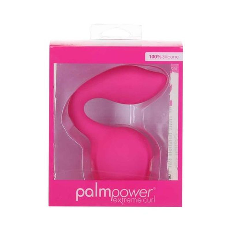 PalmPower Extreme Curl pink G spot massage attachment in packaging, made from 100% silicone for ultimate pleasure.