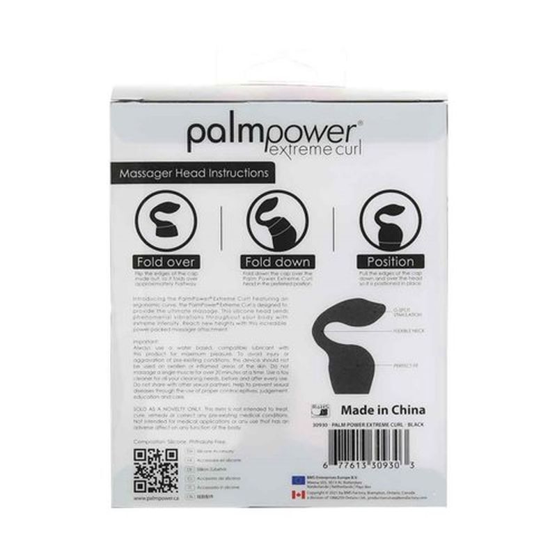 Instructions for the PalmPower Extreme Curl G spot silicone attachment, showcasing usage and positioning.