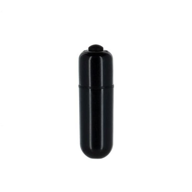 Black bullet vibrator, compact design for discreet pleasure and easy handling, perfect for intimate essentials.