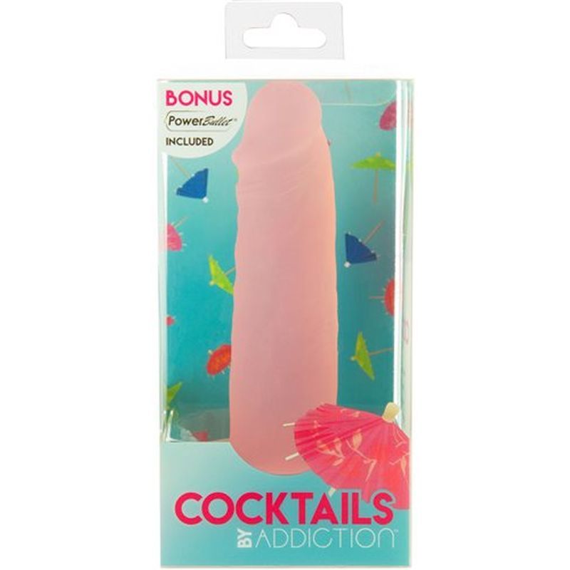 Cocktails Dildo Peach Bellini 5.5in in packaging with tropical theme by Addiction