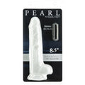 Pearl Dildo 8.5in Pearl White packaging showcasing the shimmering toy collection.