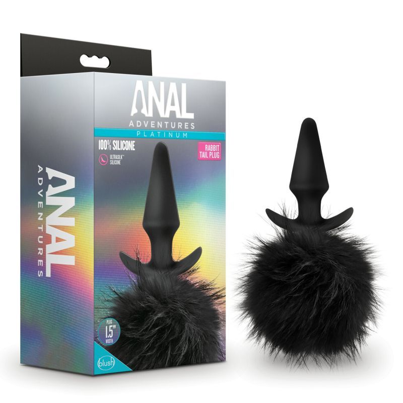 Anal Adventures Platinum Rabbit Tail Plug with faux fur pom, perfect for exploring new anal sensations.