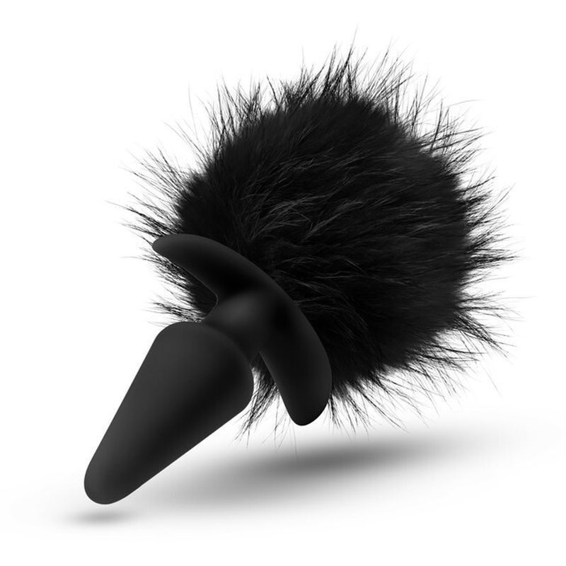 Anal Adventures Platinum Rabbit Tail Plug with silky silicone and faux fur pom for added stimulation.