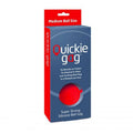 Quickie Gag Medium Ball Red packaging designed for intimate essentials, featuring a silicone ball gag for enhanced pleasure.