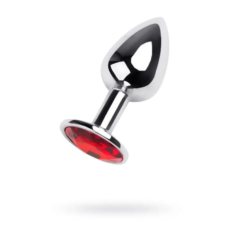 Silver Metal Anal Plug w Red Ruby Gem Small Metal Discreet Intimate Essentials.