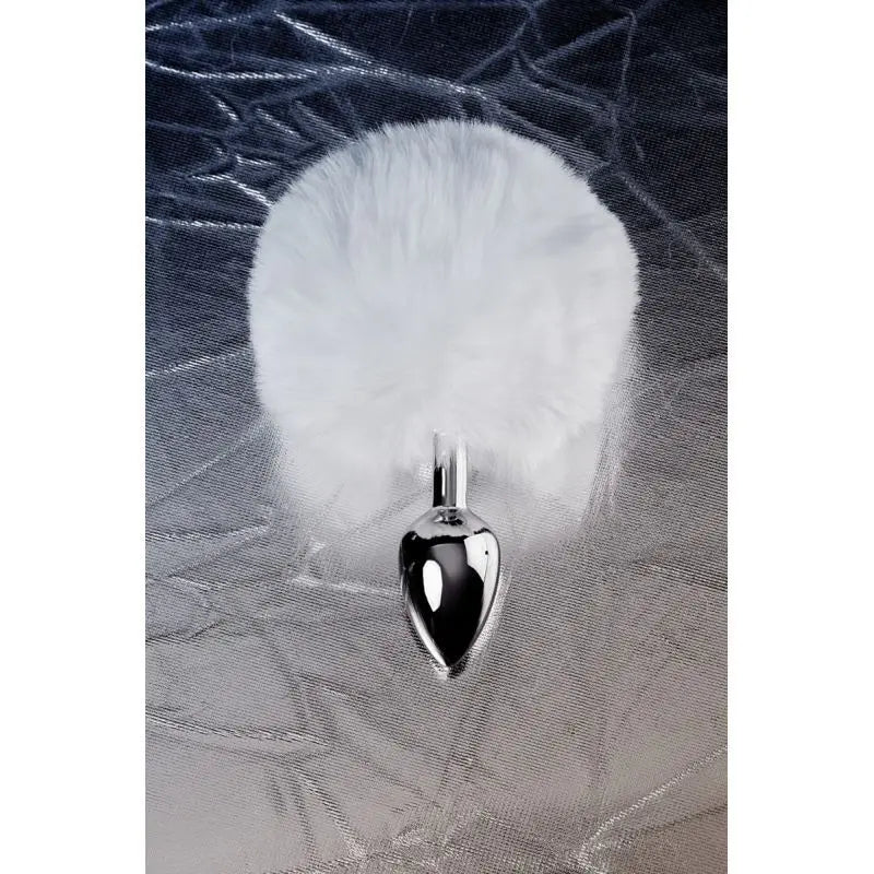 Silver Metal Anal Plug Small w White Tail Metal Discreet Intimate Essentials.
