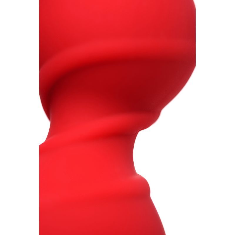 Close-up of the ToDo Anal Plug Trio, featuring a red silicone design for intense stimulation.