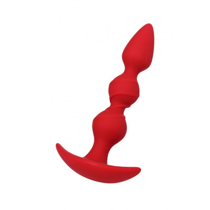 ToDo Anal Plug Trio in red silicone featuring three balls for intense stimulation.