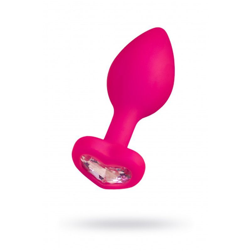 ToDo Diamond Heart Anal Plug in pink silicone with a heart-shaped gem for romantic pleasure and beginner-friendly use.