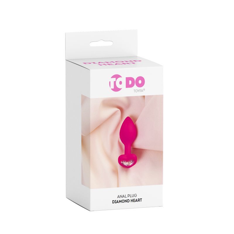 ToDo Diamond Heart Anal Plug packaging showcasing the romantic pink silicone toy with heart design.