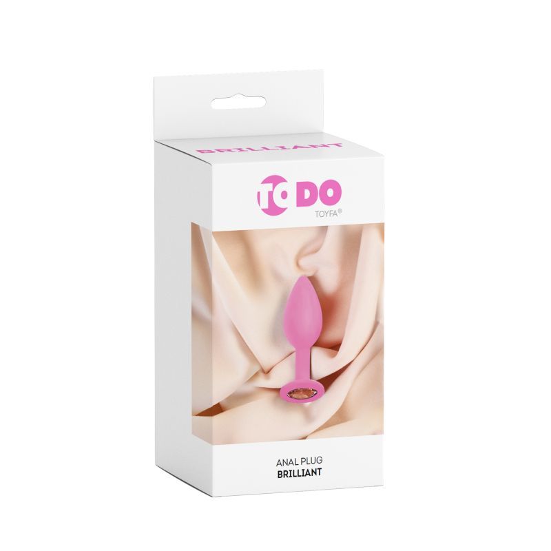 ToDo Brilliant Anal Plug packaging displaying a pink beginner anal plug, designed for comfort and ease of use.