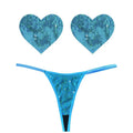 Mahi Mahi Blue Sequin G-String and Heart Pastie Set Neva Nude Discreet Intimate Essentials.