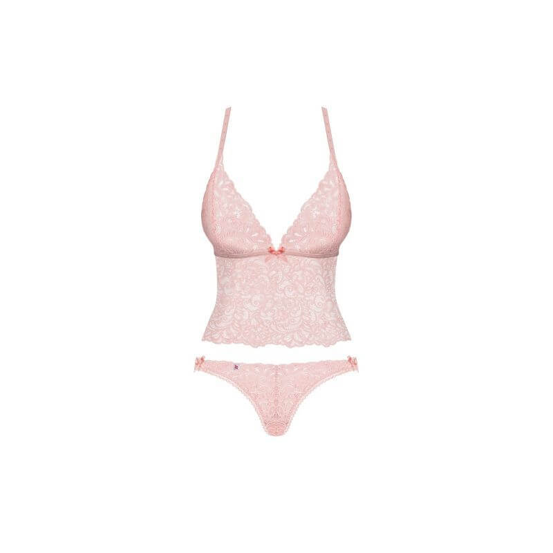 Delicanta Top and Panties Pink set in soft lace, perfect intimate essentials for her