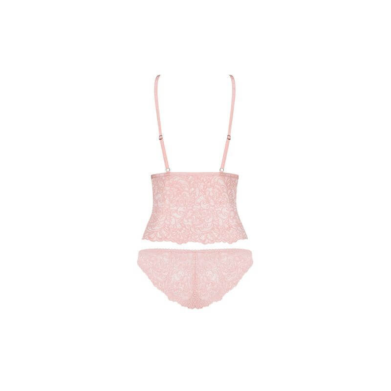Delicanta Top and Panties Pink lingerie set, featuring translucent lace and a sexy cut designed for intimate essentials for her.