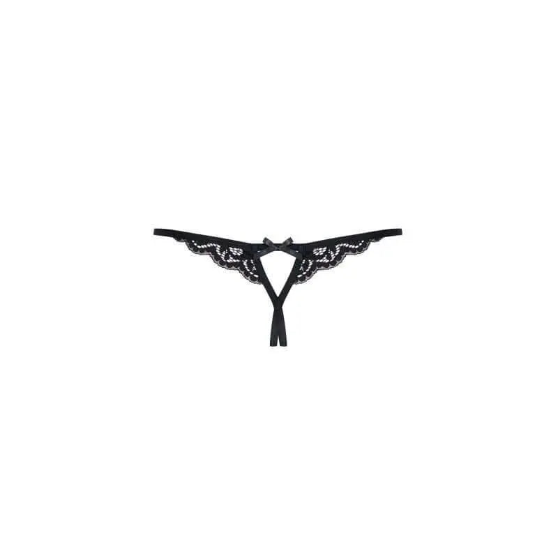 Crotchless Lace Thong 831 Black Obsessive Discreet Intimate Essentials.