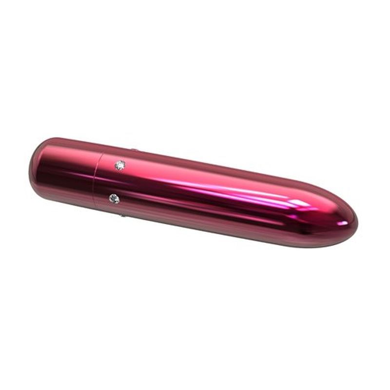 Pretty Point 4in pink bullet vibrator with shiny metallic finish, perfect for luxurious pleasure and intense vibrations.